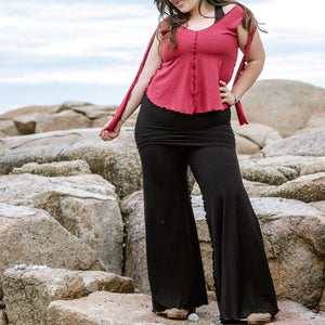 suger® swirlsuit in black + ruby honey tank top