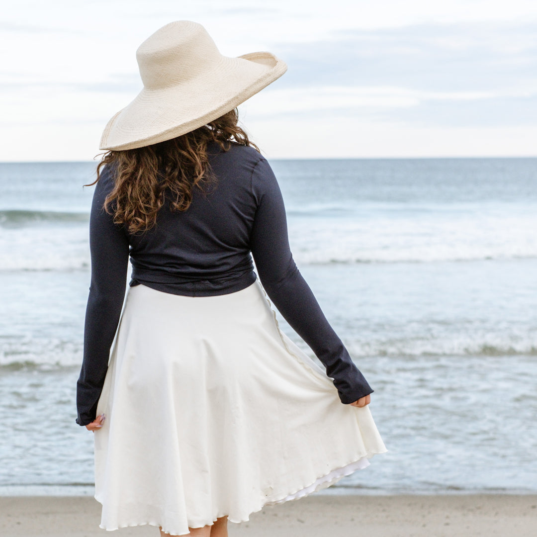 rappa jacket in navy paired with white + milk dancer