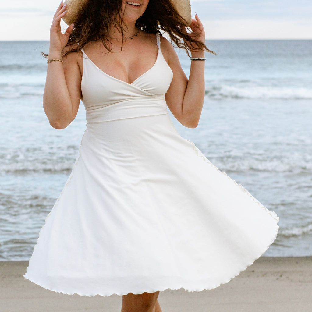 angelrox® dancer reversible dress in milk + white