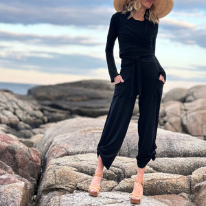 black rappa jacket styled over black hug + black harlow