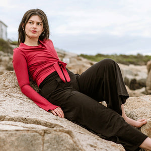 rappa jacket in ruby styled with black harlow