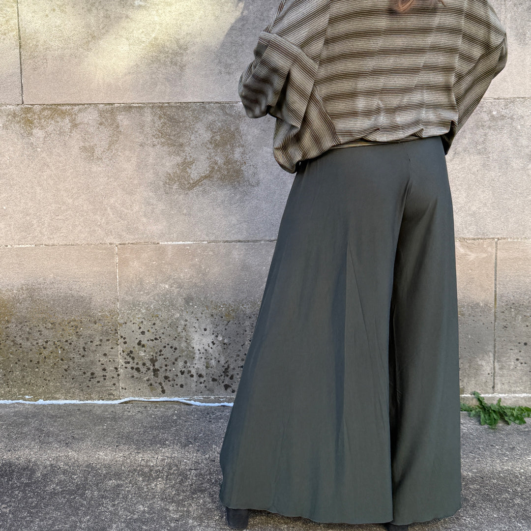 palazzo pants in pine with beachcomber hoodie in country stripe