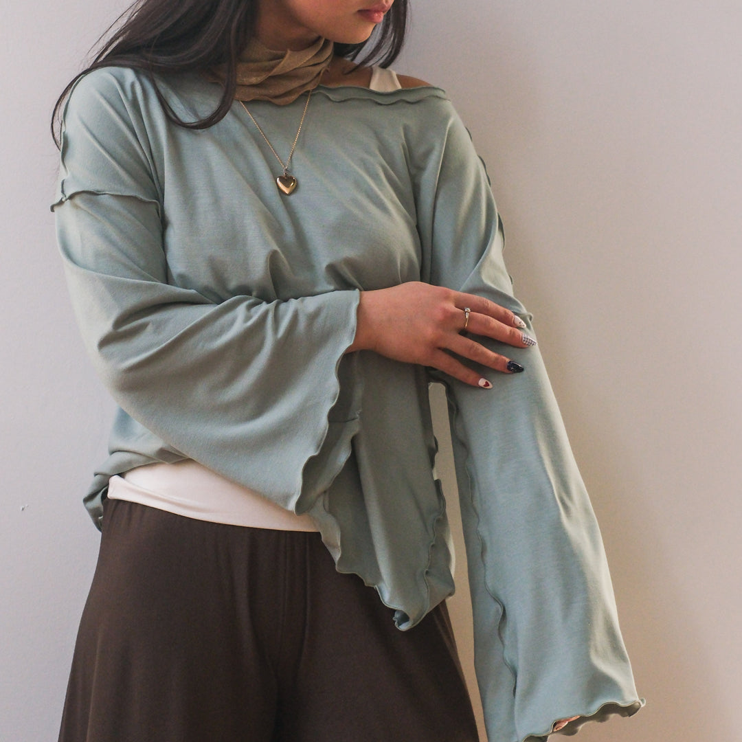 truly in glass paired with cross top in milk and palazzo pants in sable