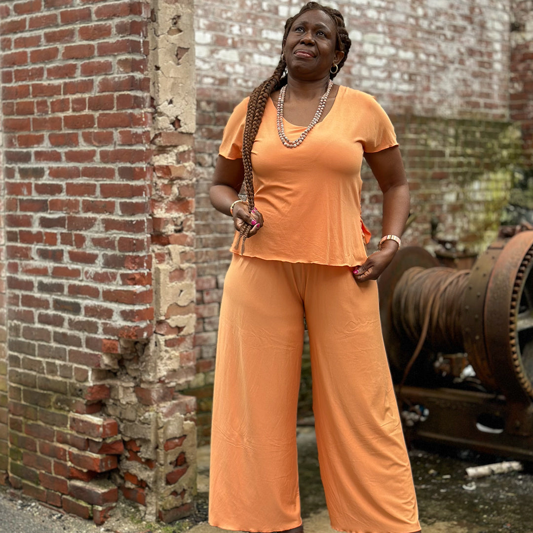 palazzo + sola t in tissue peach