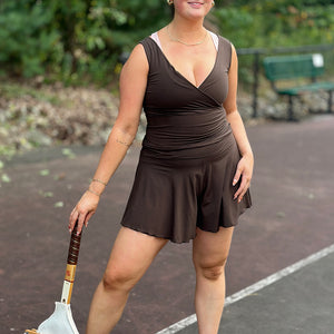 birdie short in sable with cross top in sable