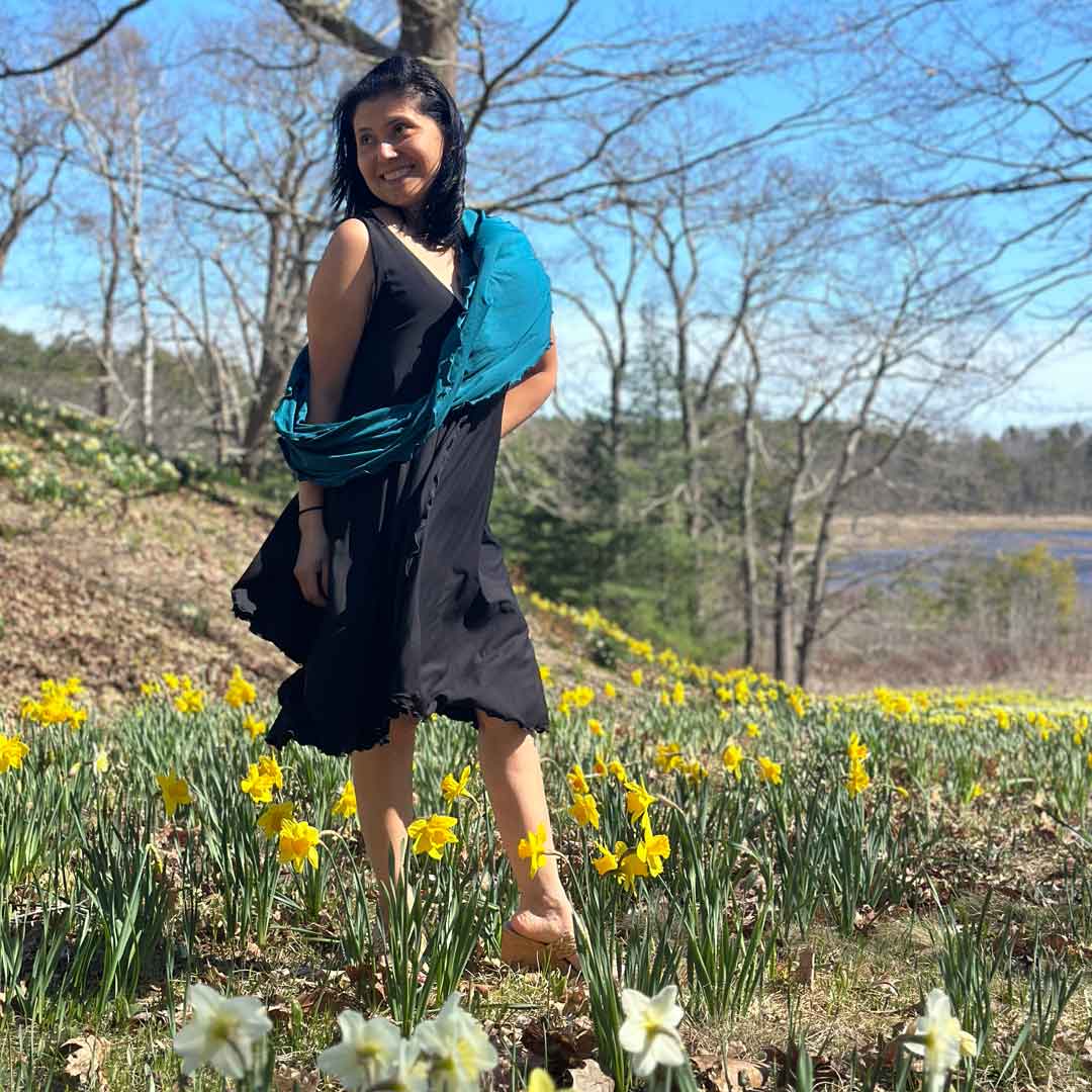 angelrox® dixie dress in tissue black with loop in tissue cove