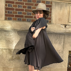 angelrox® dixie dress in tissue dusk with shawl in tissue dusk