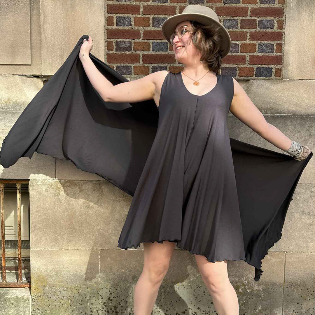 angelrox® dixie dress in tissue dusk with shawl in tissue dusk