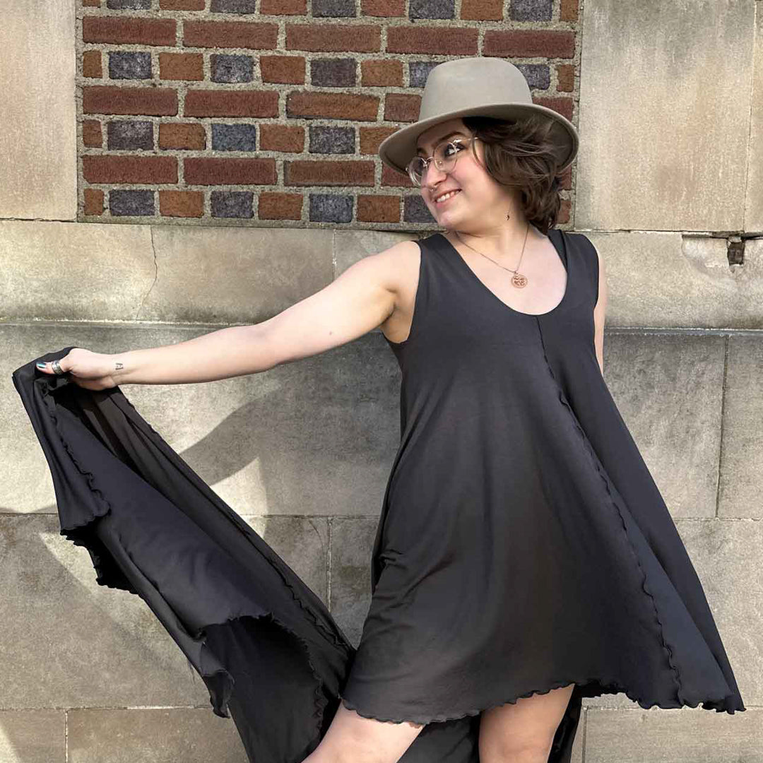 angelrox® dixie dress in tissue dusk with shawl in tissue dusk