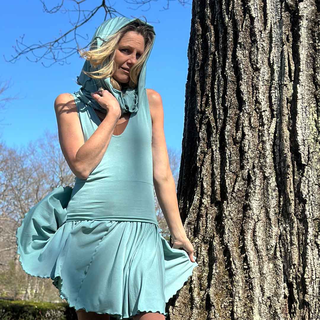 angelrox® dixie dress in tissue sky with loop in tissue sky