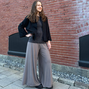 palazzo pants in folk with doris blazer in black