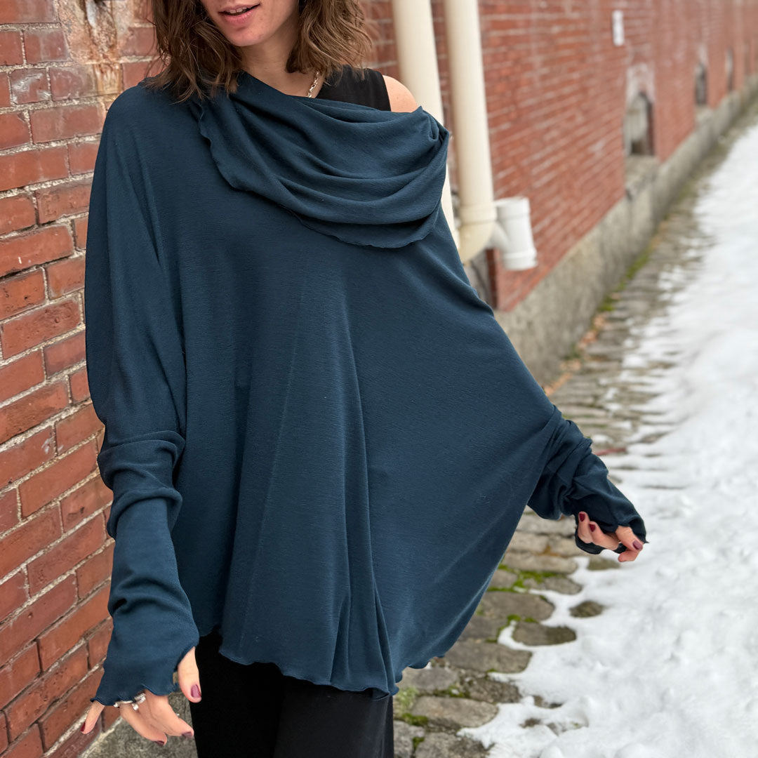 WOOL MOUNTAIN cowl neck tunic