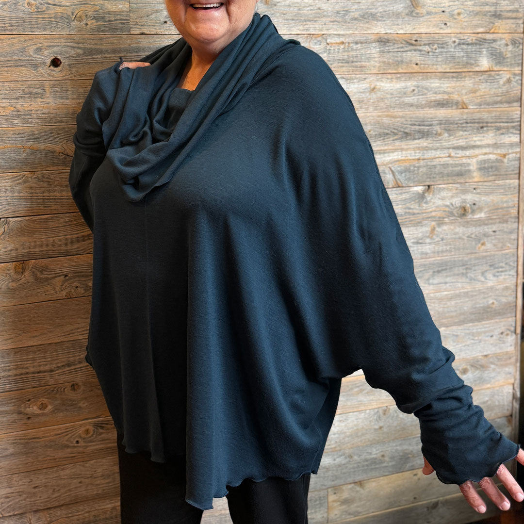 WOOL MOUNTAIN cowl neck tunic