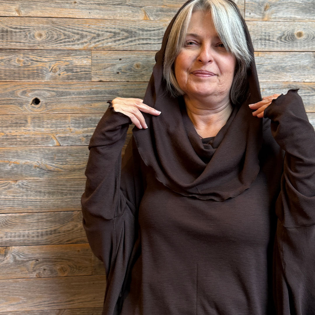 WOOL MOUNTAIN cowl neck tunic