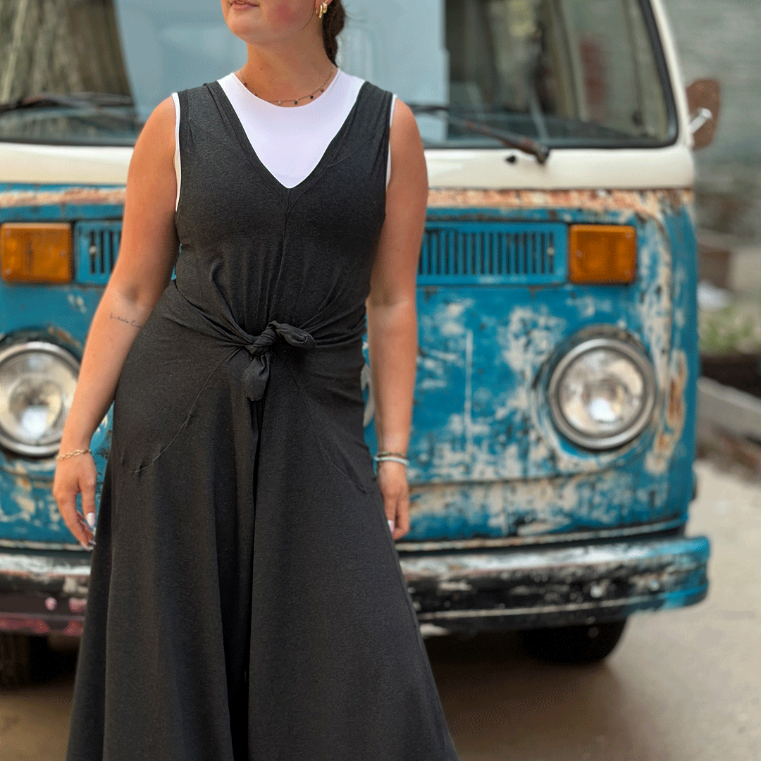 suger® farmer jumpsuit in lava with white hug layered under