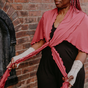 black farmer with ruby girly wrap and heaven shimmer opera sleeves