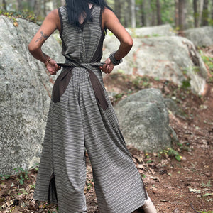 suger farmer jumpsuit in earth stripe