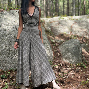 suger farmer jumpsuit in earth stripe