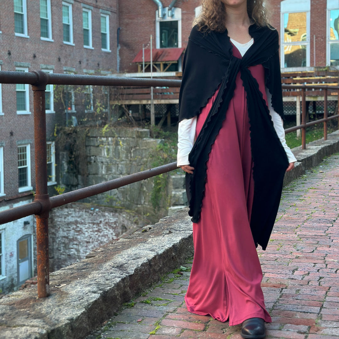 farmer jumpsuit in ruby with girly wrap in black