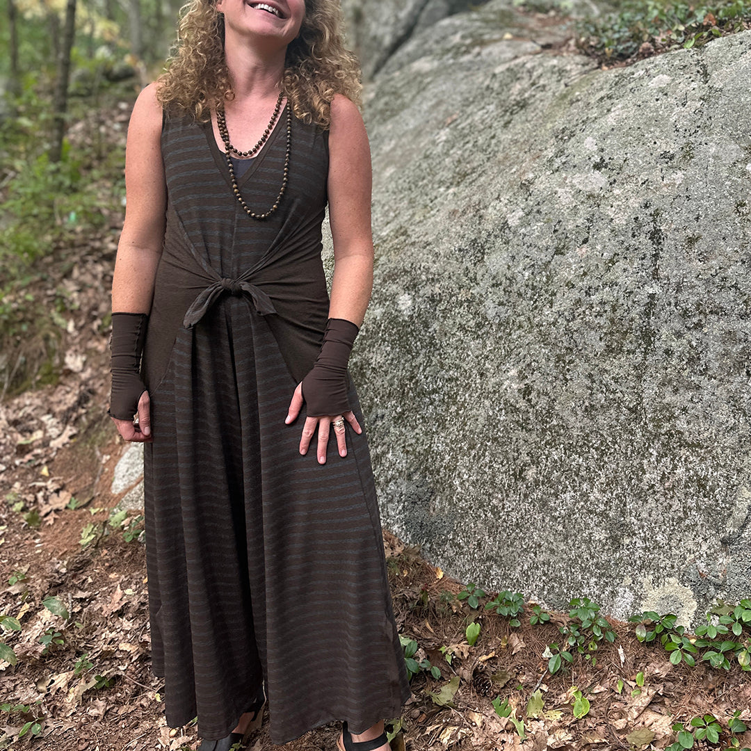 suger farmer jumpsuit in woodland with sable aria sleeves