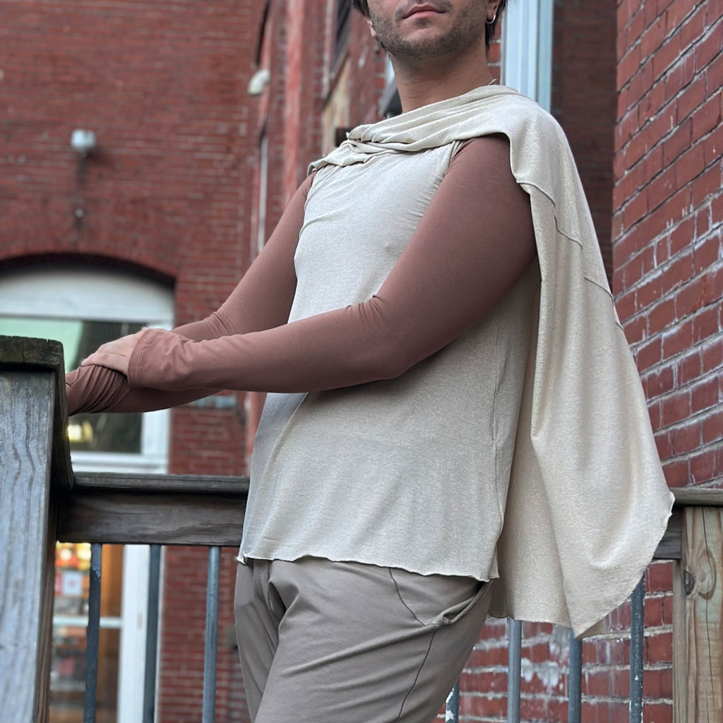 heaven shimmer mantra with cedar vneck and clay joggers