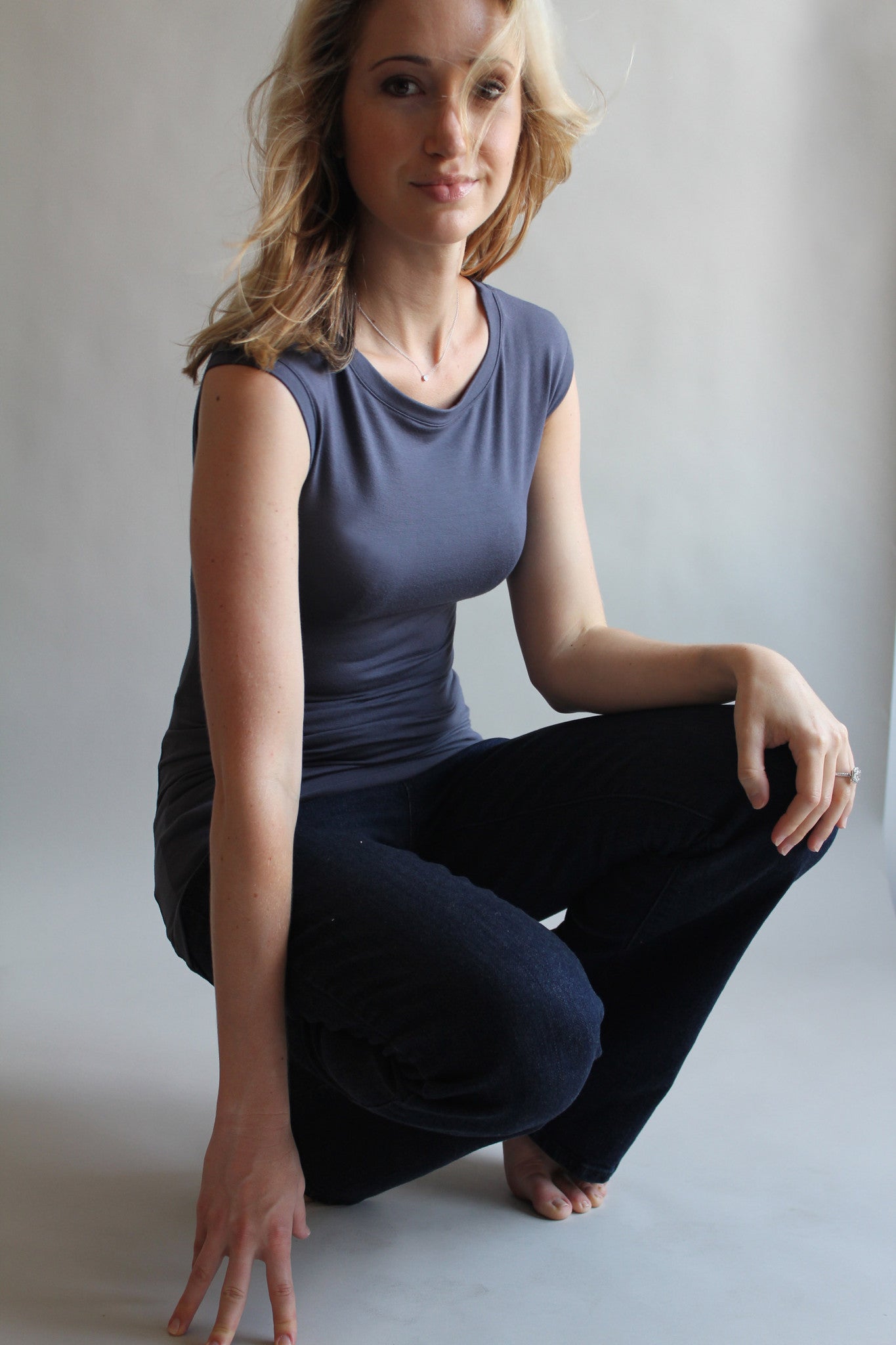 cozy cap tunic with dark indigo jeans