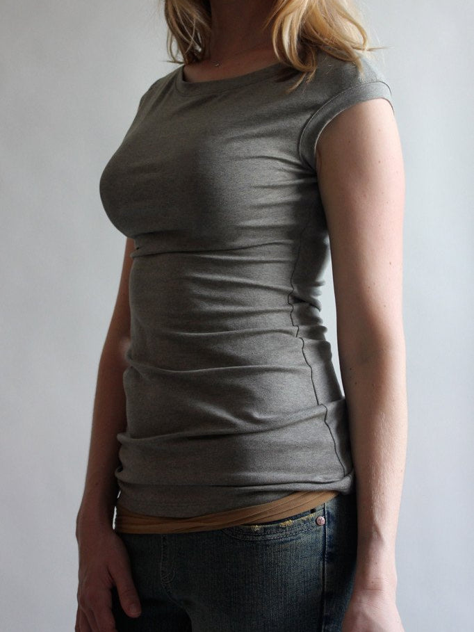 cap tunic in sand heather a perfect pairing with jeans