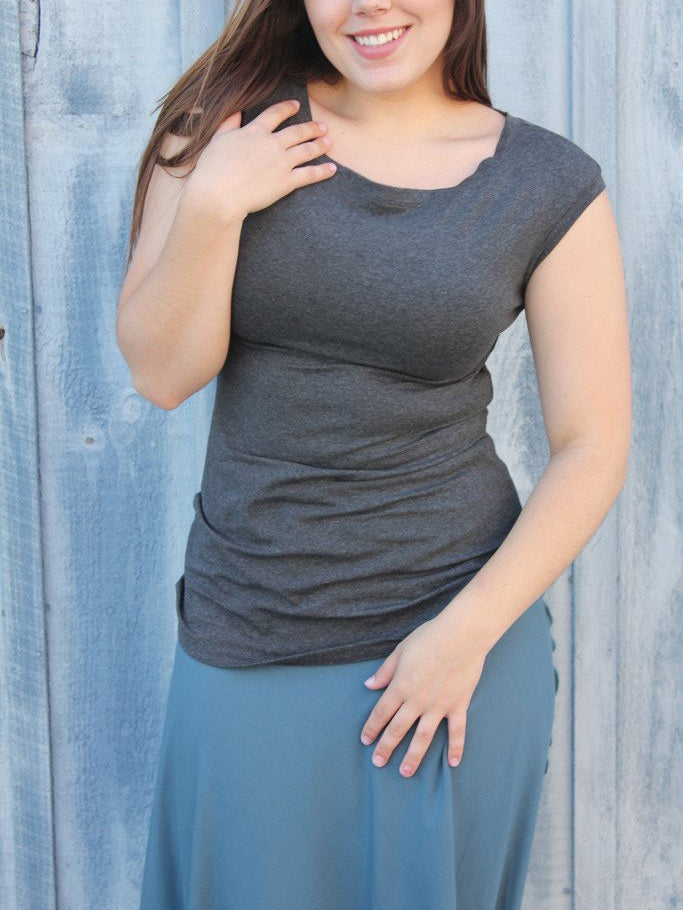 suger cap tunic in charcoal heather with ocean flirt