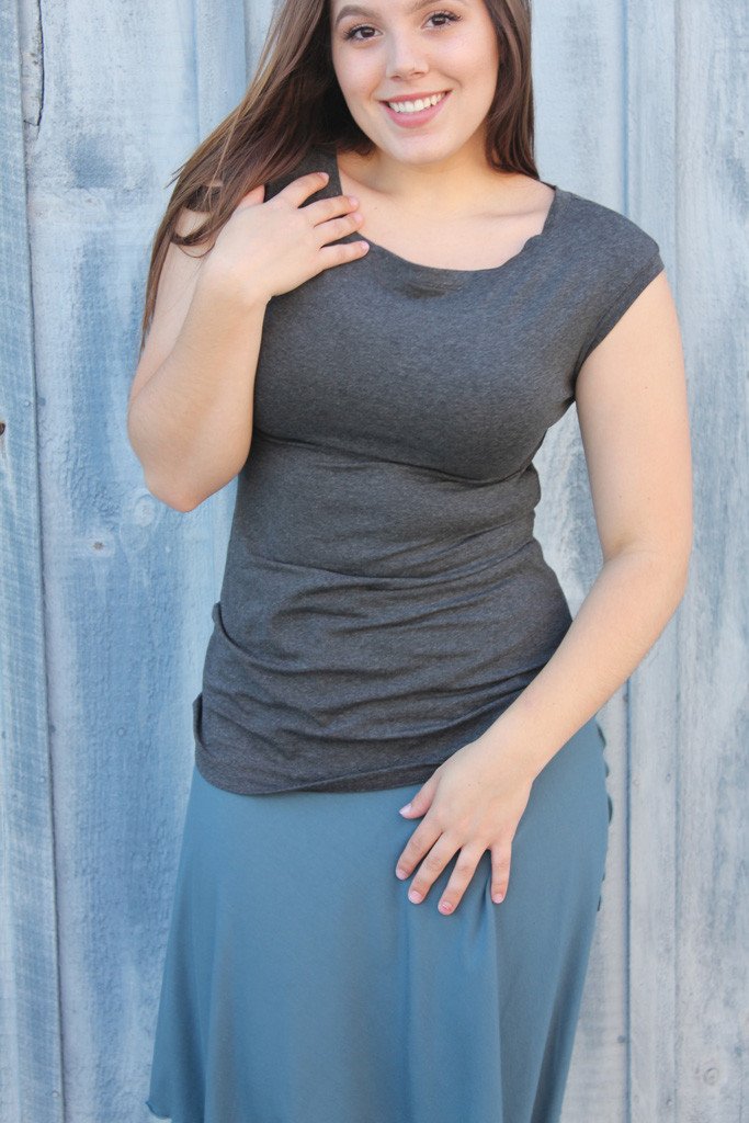 suger cap tunic in charcoal heather with ocean flirt