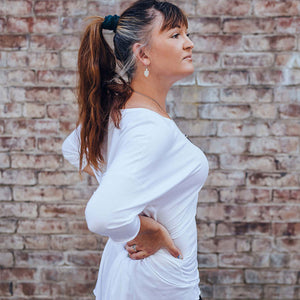 true pearl flowy t in white