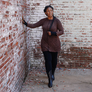 swing tunic top in lush mineral with black terry base legging