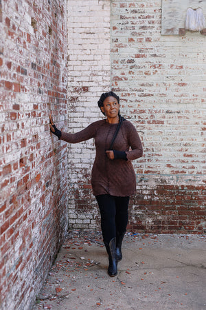 swing tunic top in lush mineral with black terry base legging