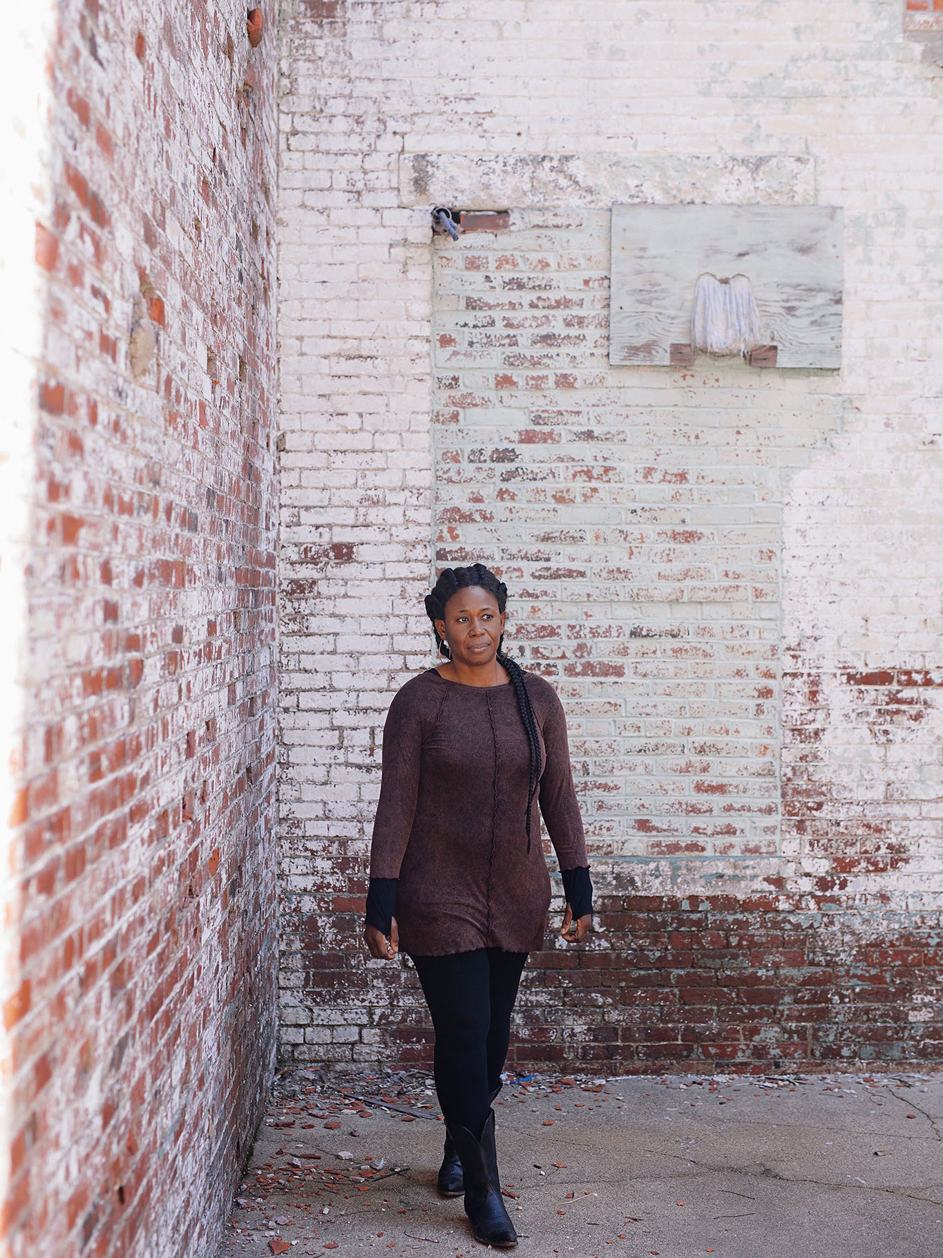 swing tunic top in lush mineral with black terry base legging