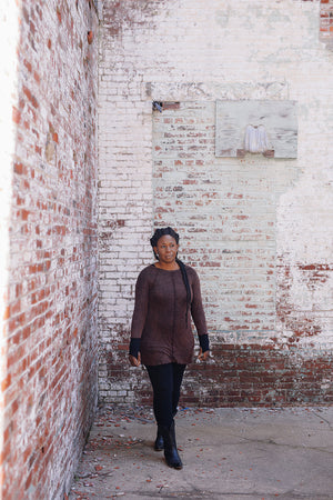 swing tunic top in lush mineral with black terry base legging