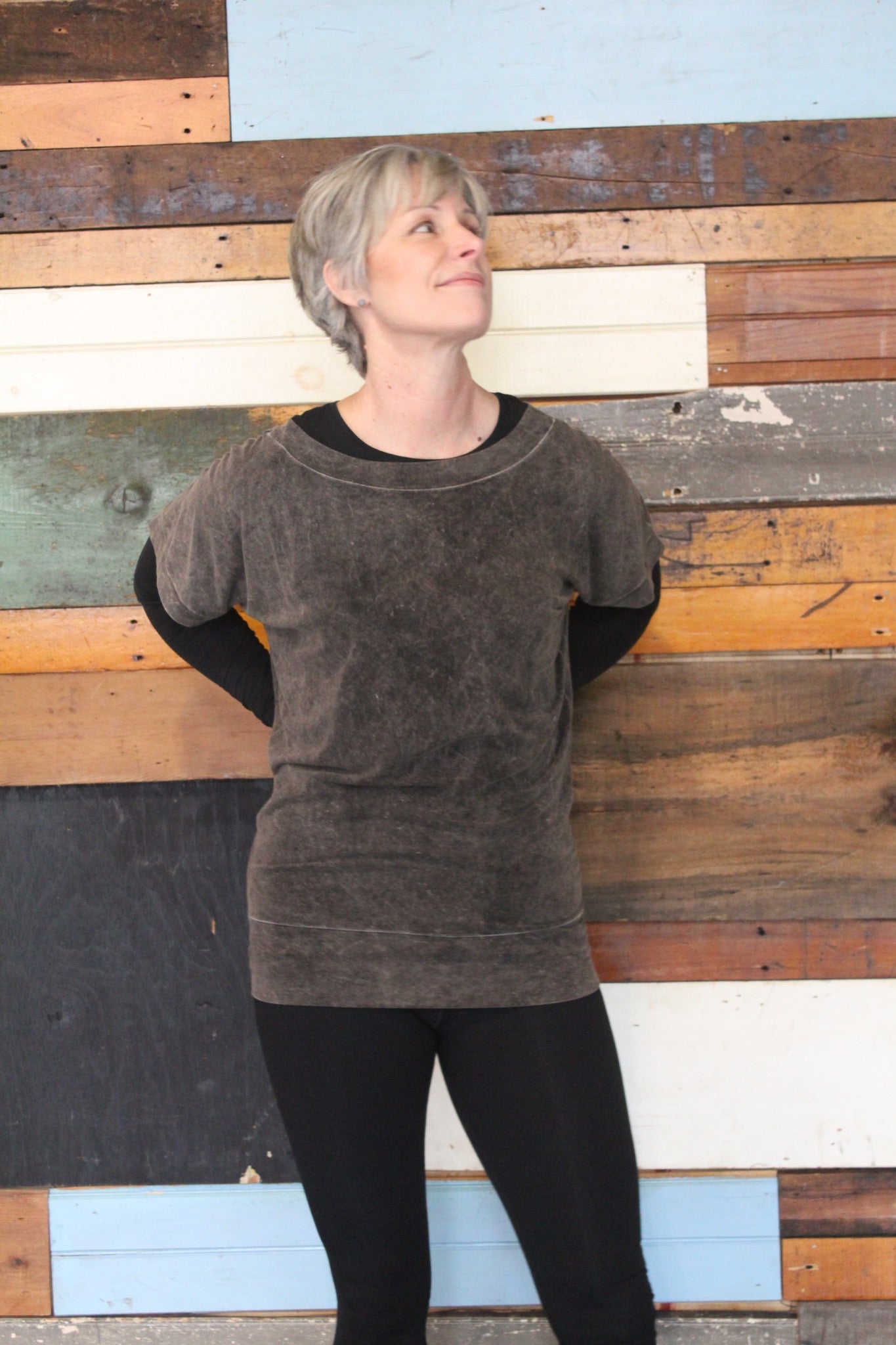 mineral flash layered over black vneck + black base