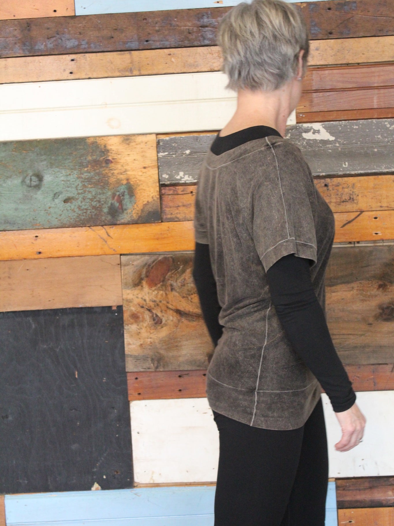 mineral flash layered over black vneck + black base