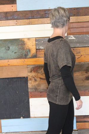 mineral flash layered over black vneck + black base