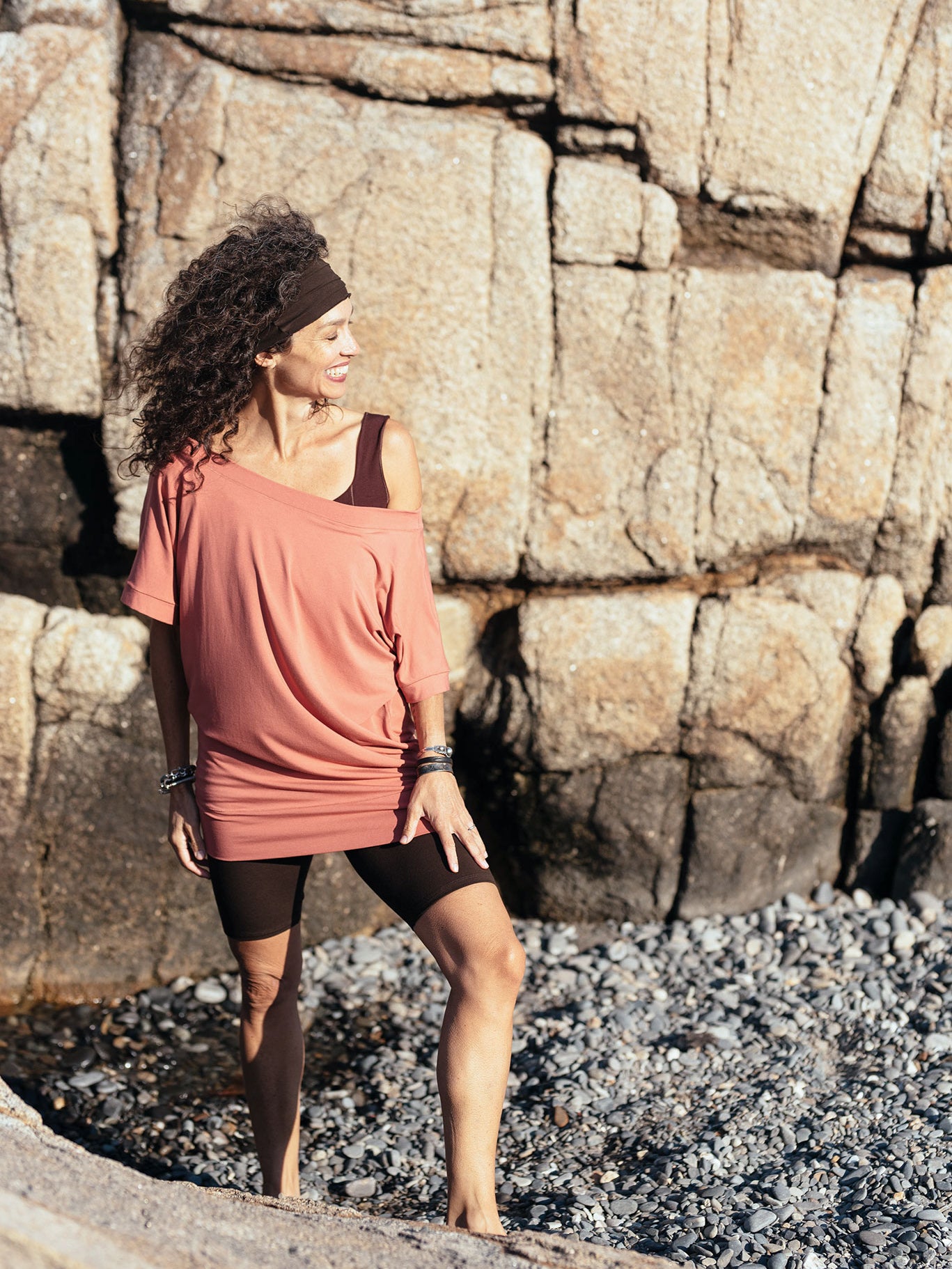 flash off shoulder top in reef + hiker in peat