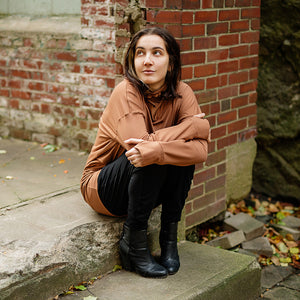 terry welder pullover in cedar with black jogger