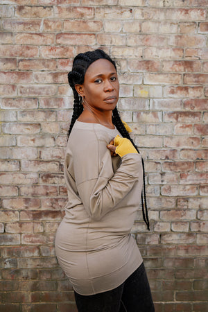 terry welder pullover in clay