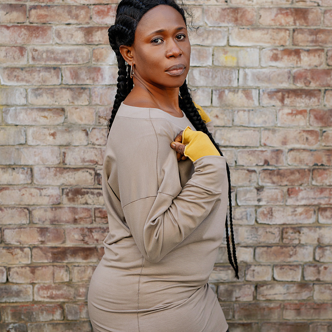 terry welder pullover in clay