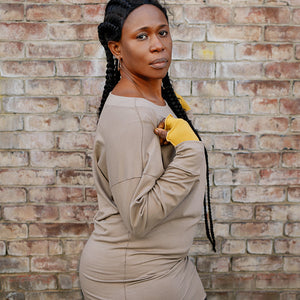 terry welder pullover in clay