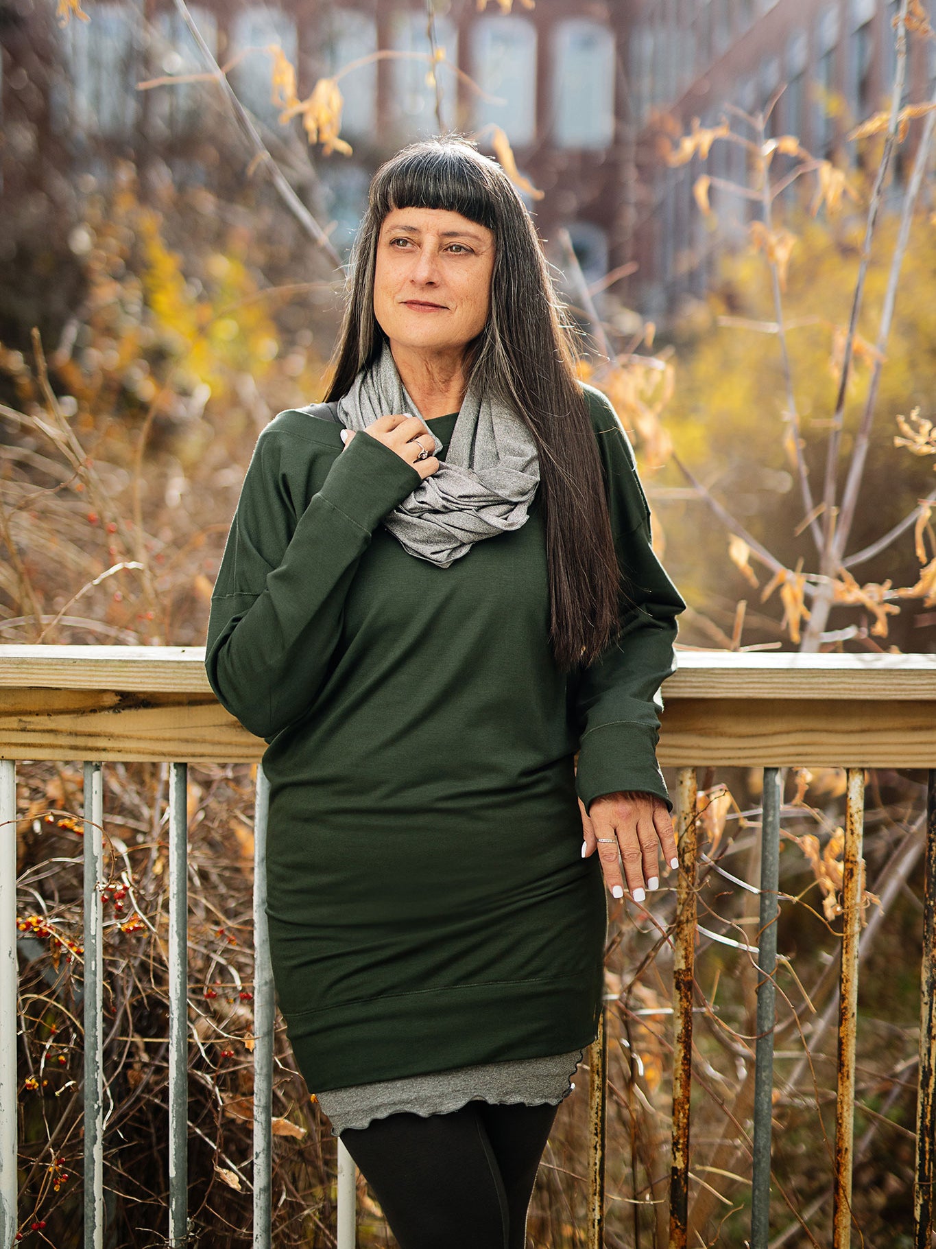 terry welder pullover in fir with mercury loop and hourglass