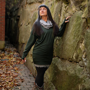 terry welder pullover in fir with mercury hourglass and loop