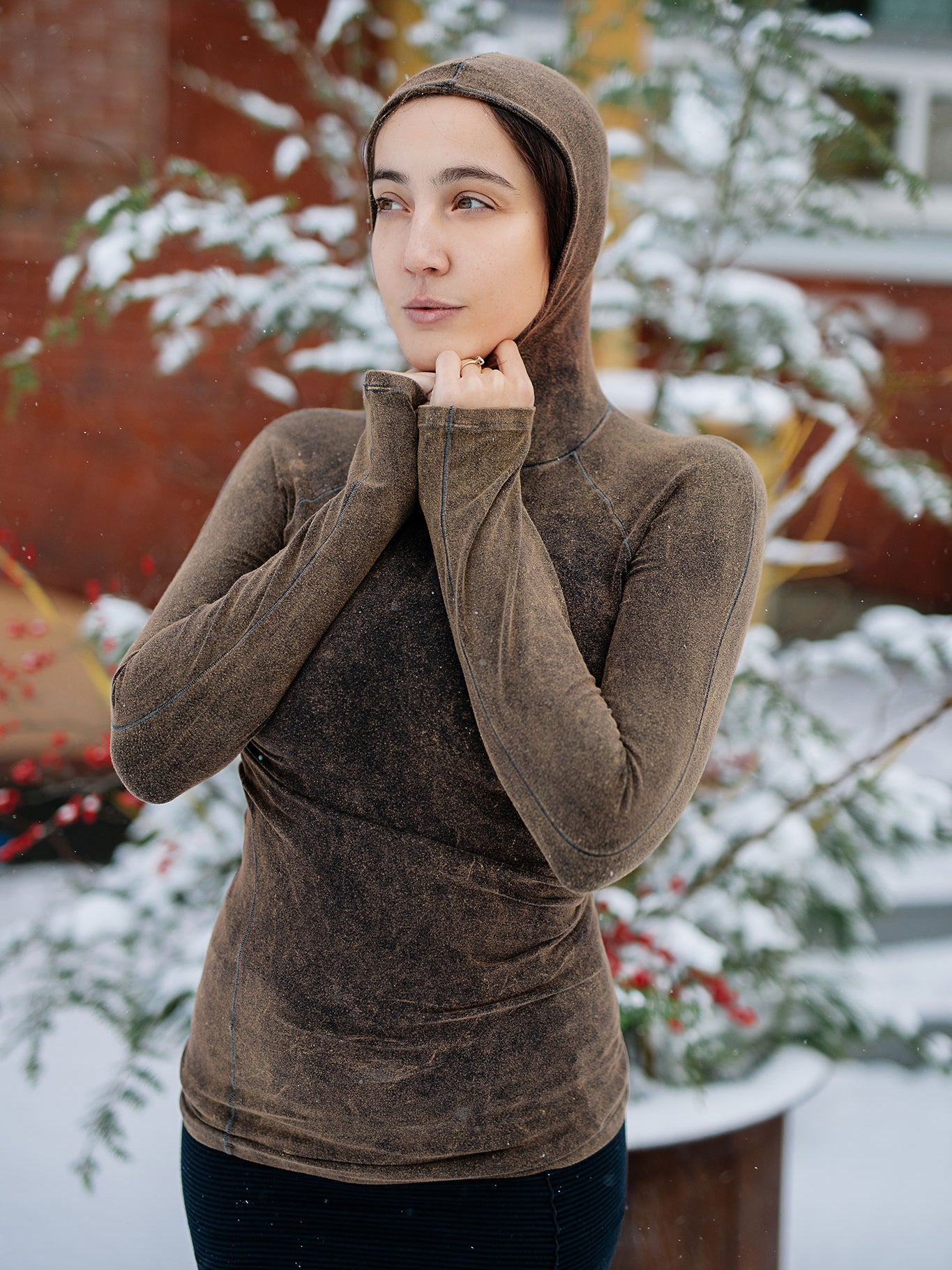 scuba hooded ski tunic in warm mineral