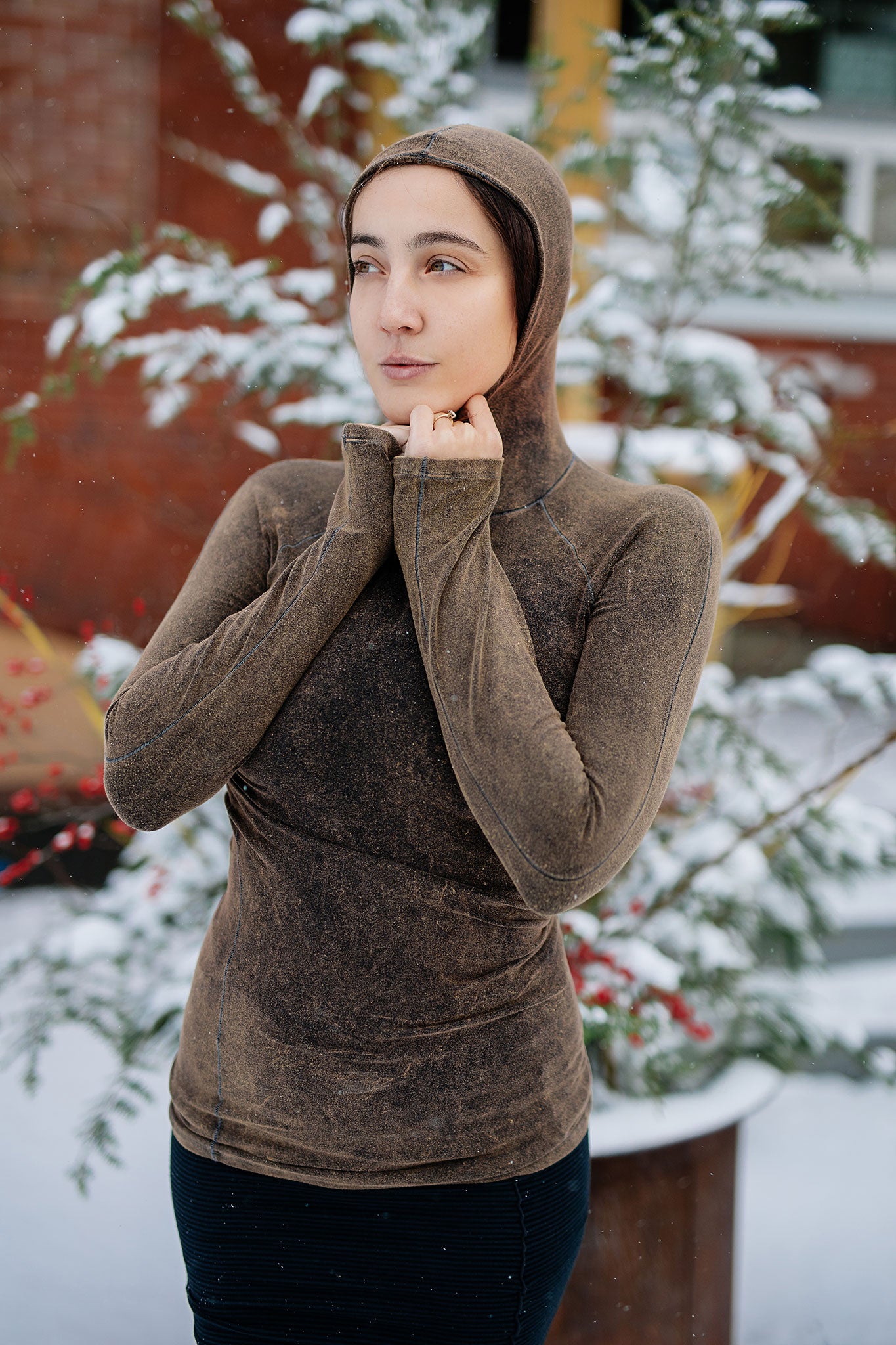 scuba hooded ski tunic in warm mineral