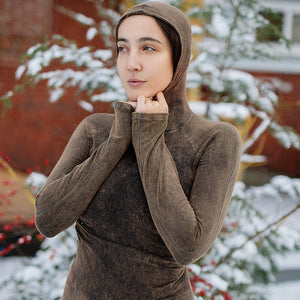 scuba hooded ski tunic in warm mineral