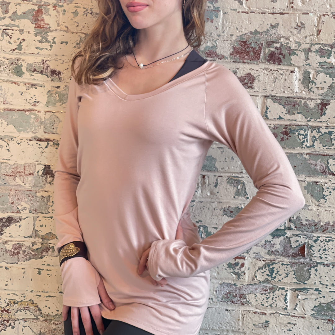bamboo ballet vneck long sleeve top