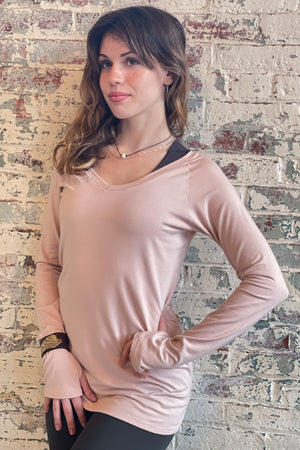 bamboo ballet vneck long sleeve top