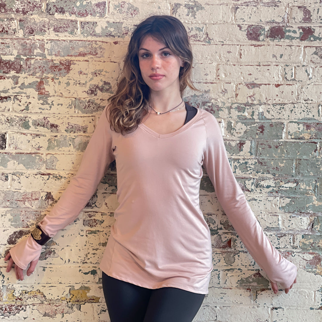 bamboo ballet vneck long sleeve top